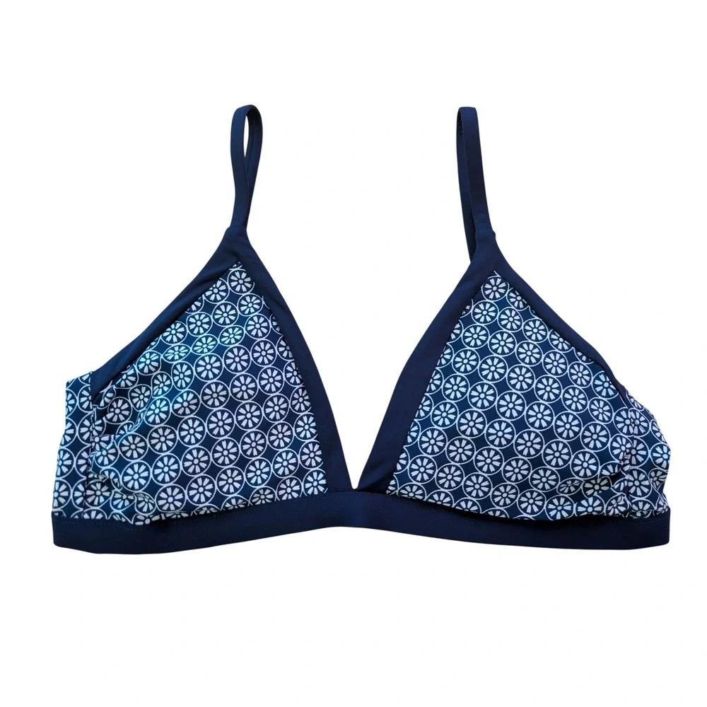 Draper James x Helen Jon Banded Bralette Geo Flower Swim Top Coastal Preppy